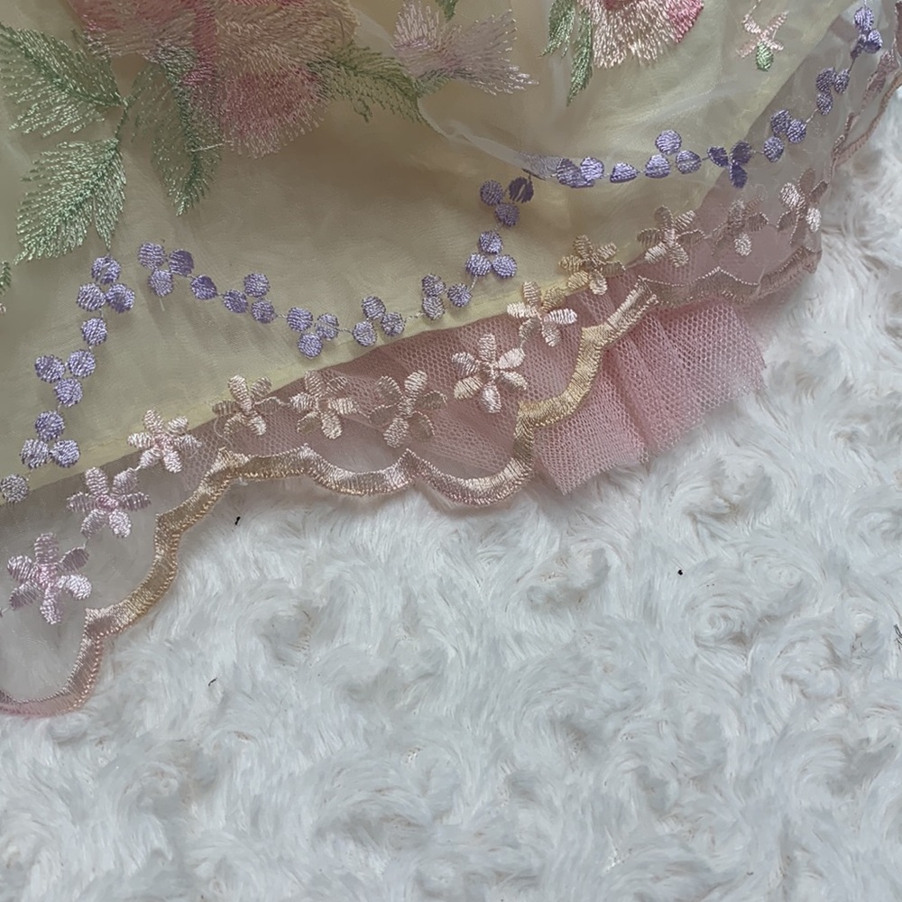 Girls yellow and pink floral holiday party dress size 7 - Picture 6 of 7